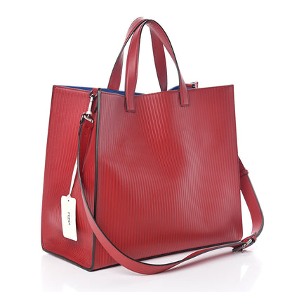 Fendi Calfskin Optic Stripe Shopping Tote Fragola 4 of 10