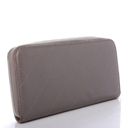 Chanel Calfskin Resin Stitched Small Zip Around Wallet Grey 3 of 8