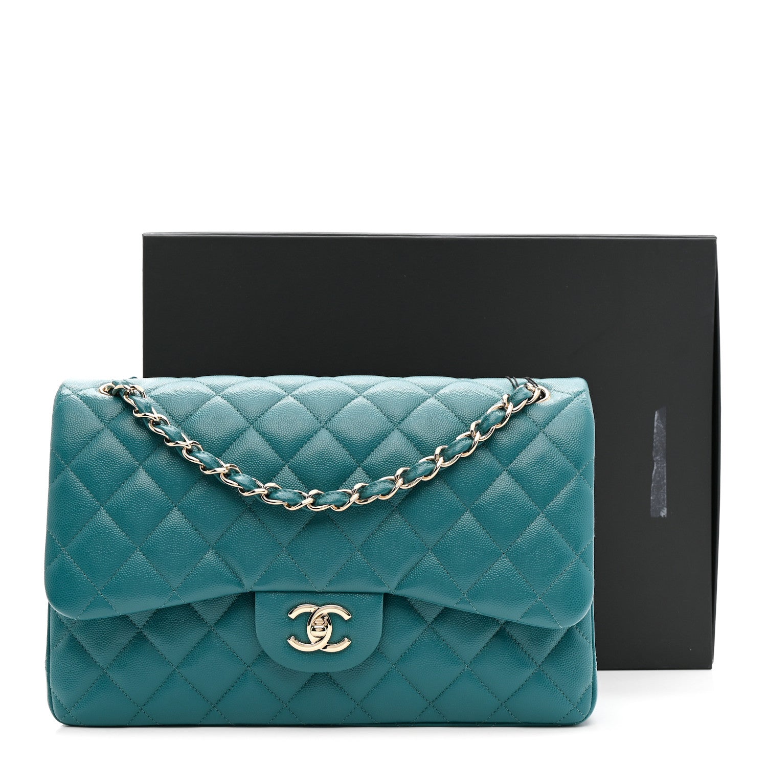 Chanel Caviar Quilted Jumbo Double Flap Green 11 of 11