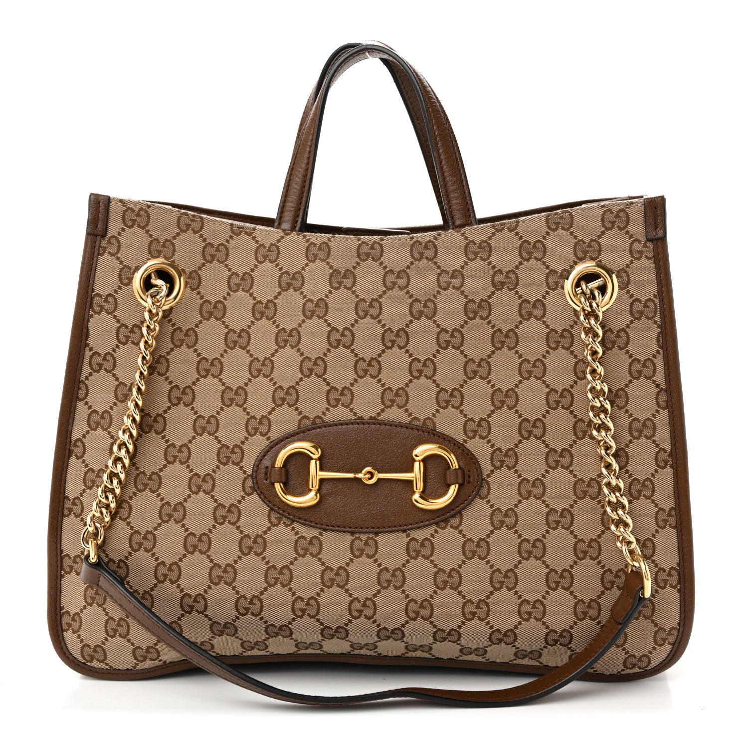 Gucci Monogram Calfskin Large Horsebit 1955 Tote Bag Beige Brown Sugar 1 of 10