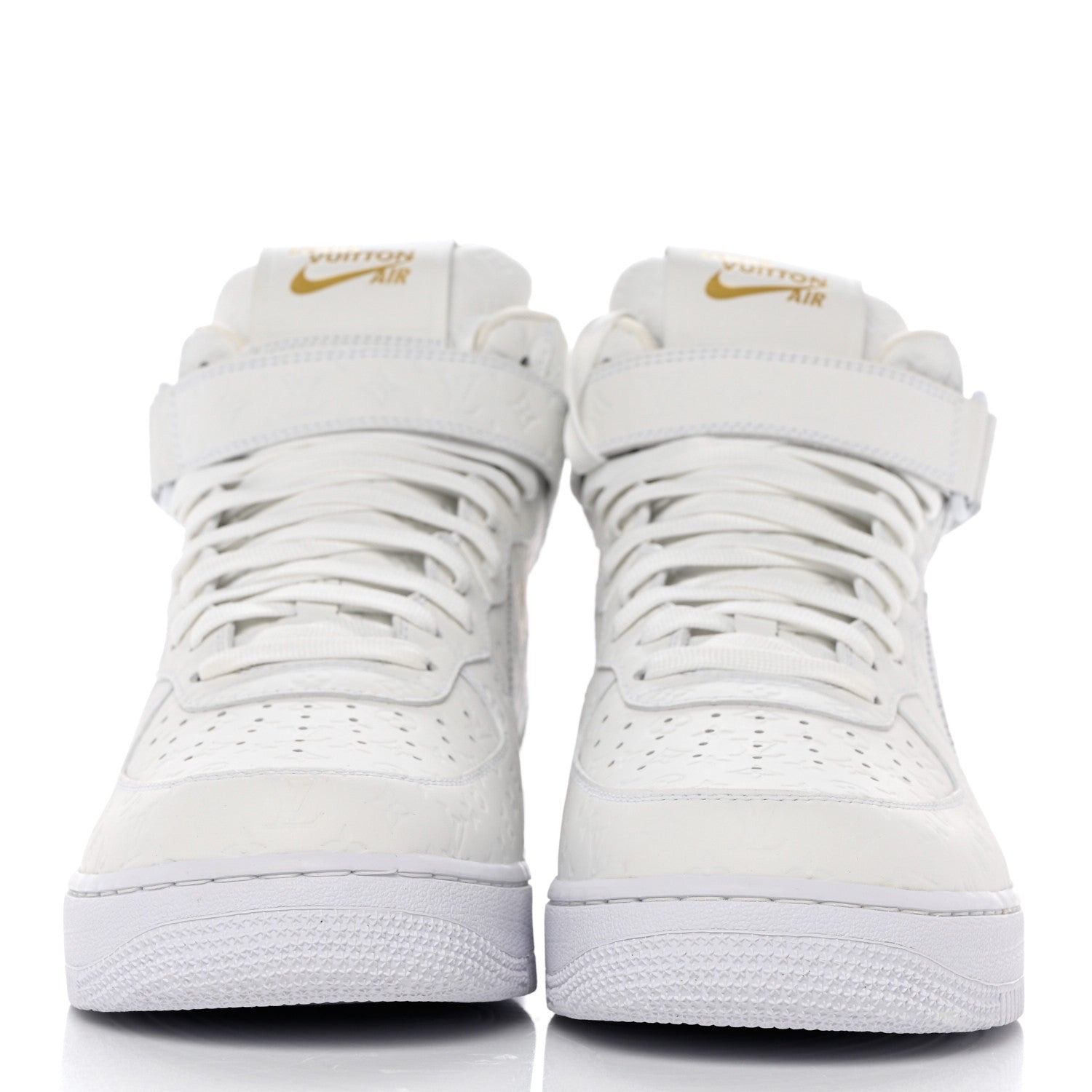 Louis Vuitton X NIKE AIR FORCE 1 Calfskin Monogram Mens Mid Sneakers 11 White 2 of 11