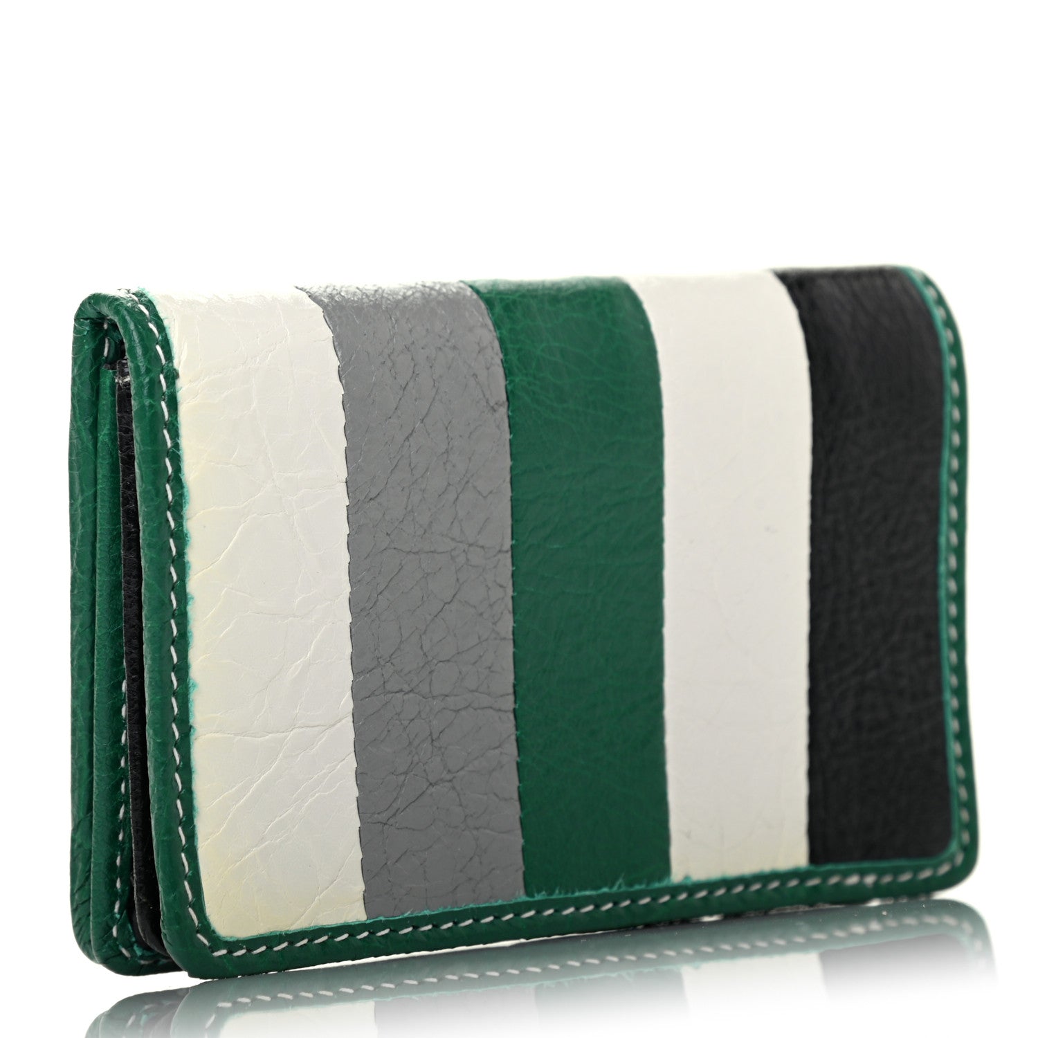 Balenciaga Agneau Arena Multicolore Bazar Bi-Fold Card Case Green Grey Black 2 of 6