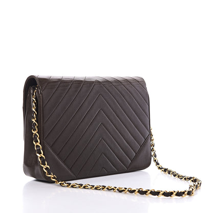 Chanel Lambskin Chevron Quilted Small Single Flap Brown 3 of 11