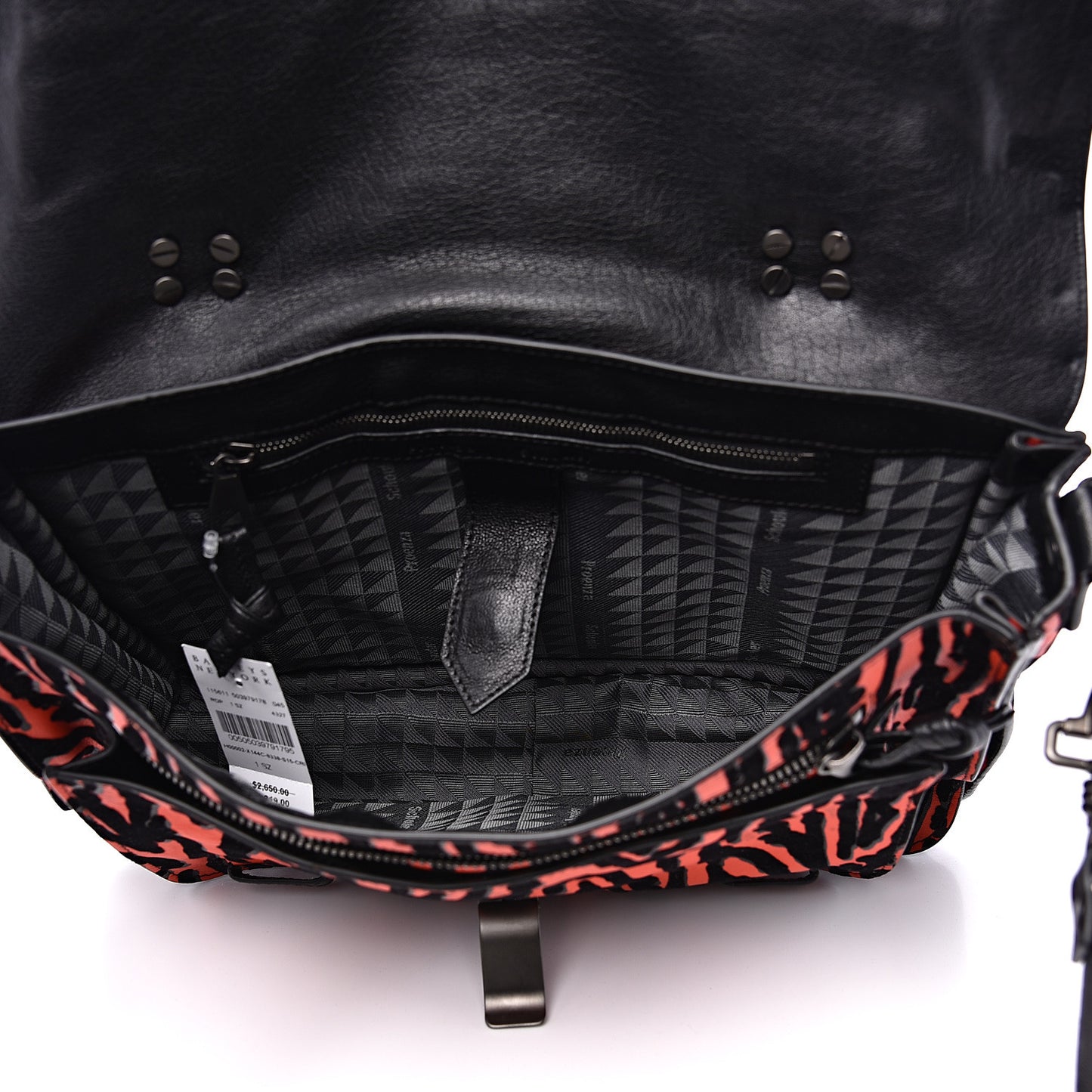 Lambskin Velvet Medium Woodgrain PS1 Satchel Black Crimson