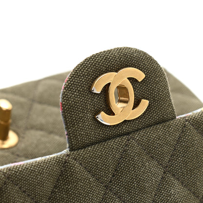 Chanel Toile Quilted Medium Cuba Double Flap Khaki 11 of 12