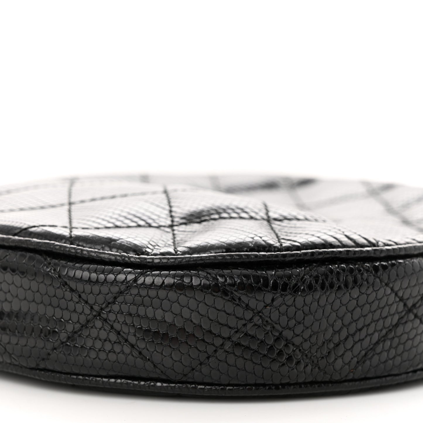 Lizard Quilted Round Tassel Crossbody Bag Black