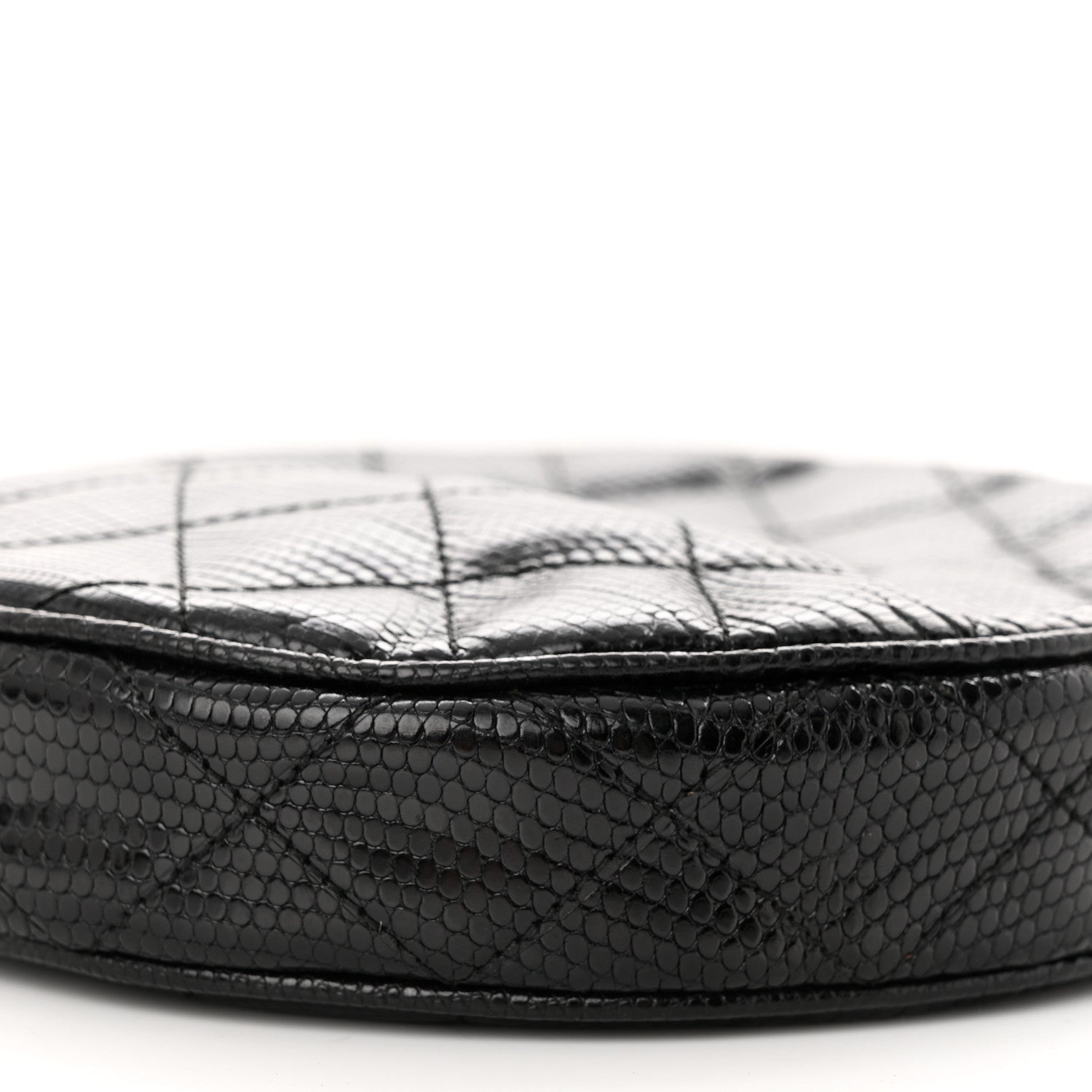 Chanel Lizard Quilted Round Tassel Crossbody Bag Black 11 of 12