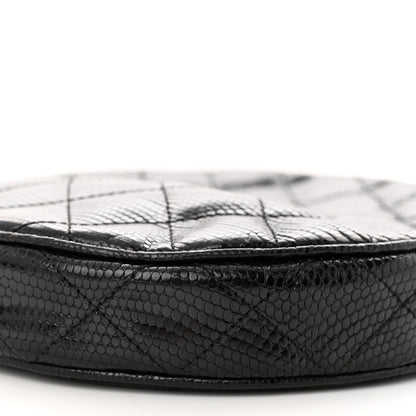 Chanel Lizard Quilted Round Tassel Crossbody Bag Black 11 of 12