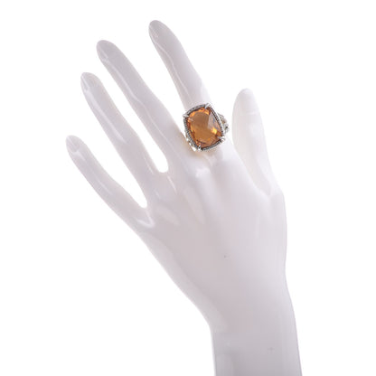 David Yurman Sterling Silver Diamond Citrine 20mm Chatelaine Ring 54.5 7 2 of 6