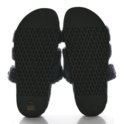 Hermes Woolskin Womens Chypre Sandals 41 Gris Chine 5 of 9
