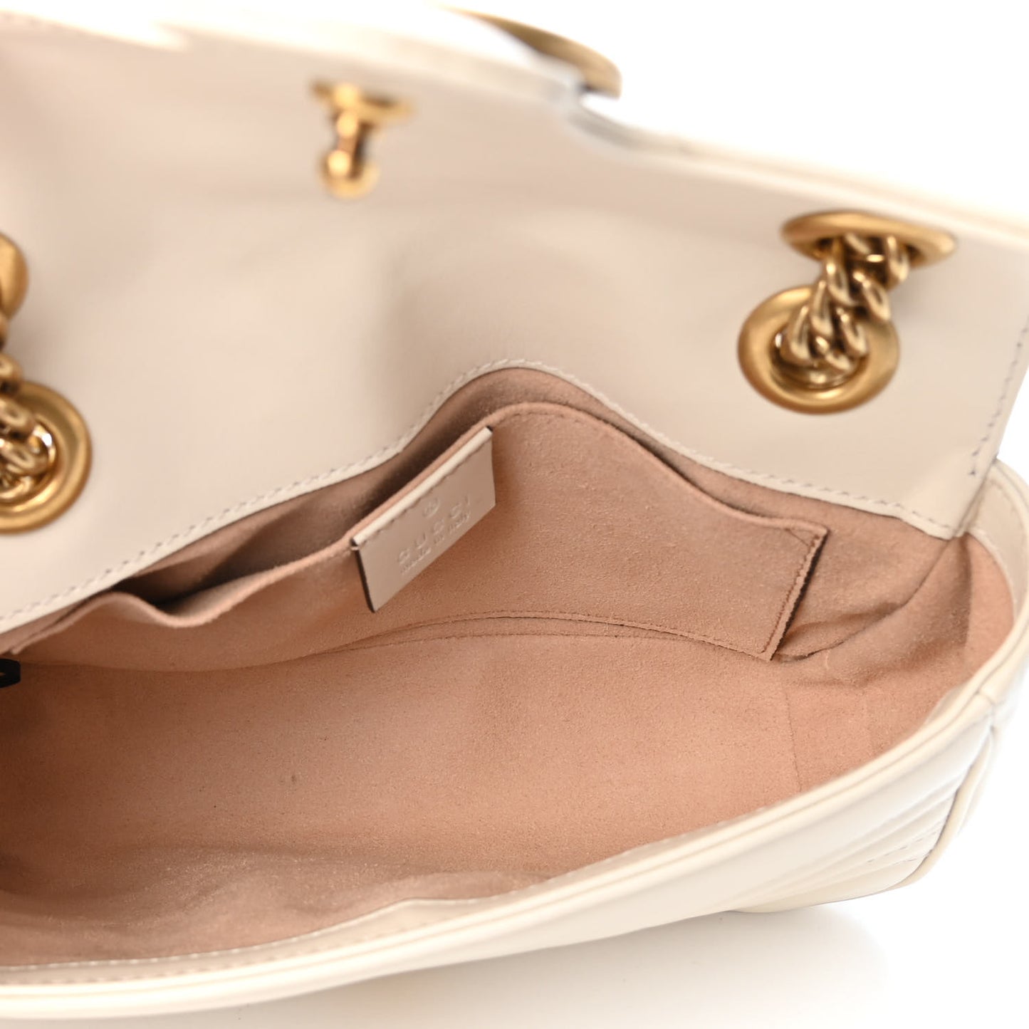 Calfskin Matelasse Mini GG Marmont Shoulder Bag White