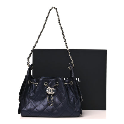 Chanel Metallic Caviar Quilted Mini Chanel 25 Handbag Dark Blue 11 of 11