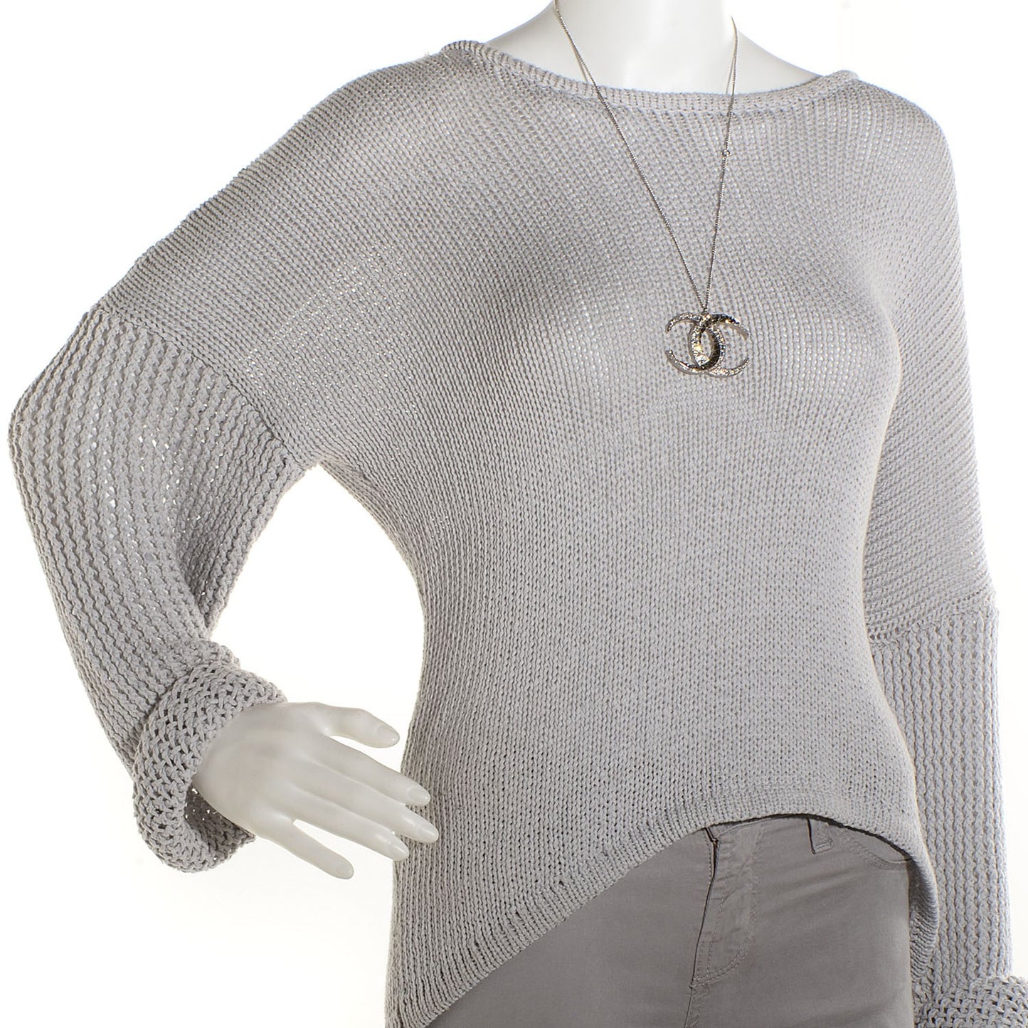 Crystal Baguette CC Necklace Silver