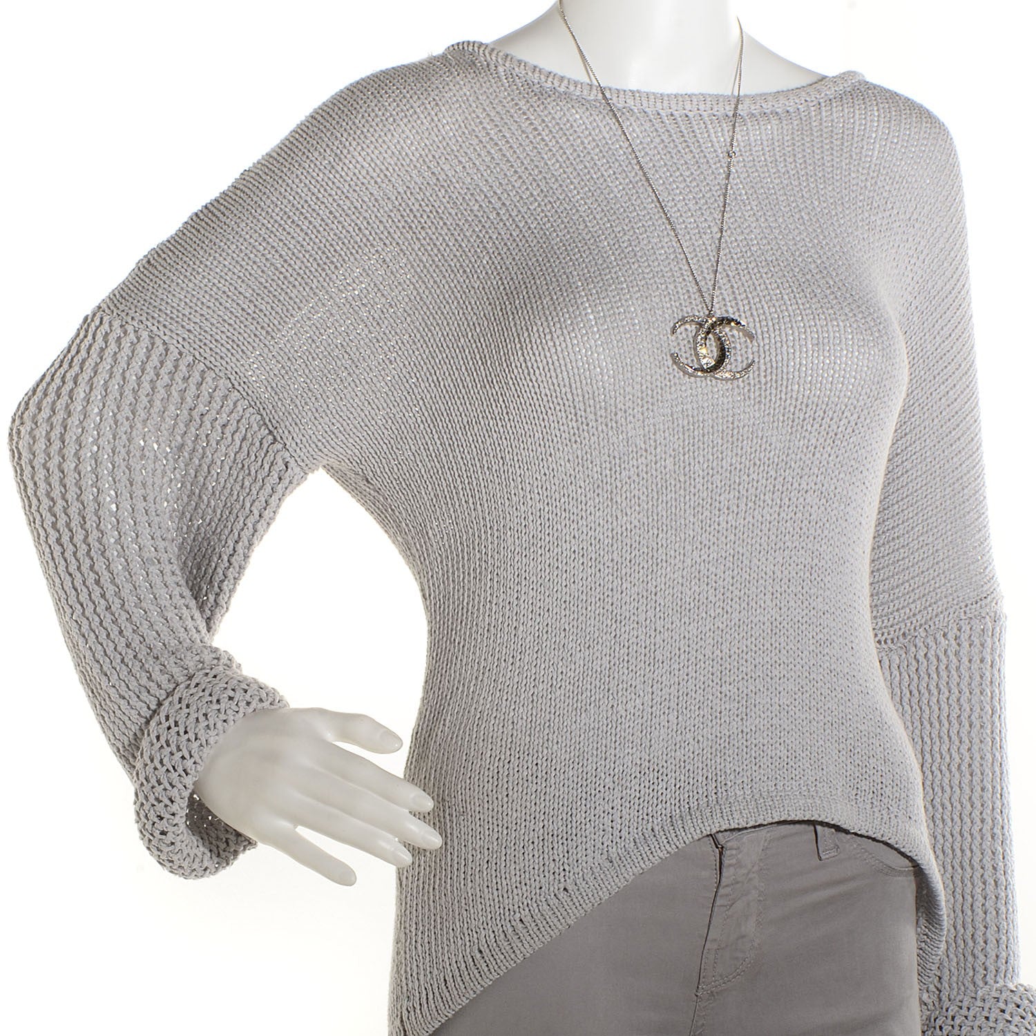 Chanel Crystal Baguette CC Necklace Silver 2 of 4