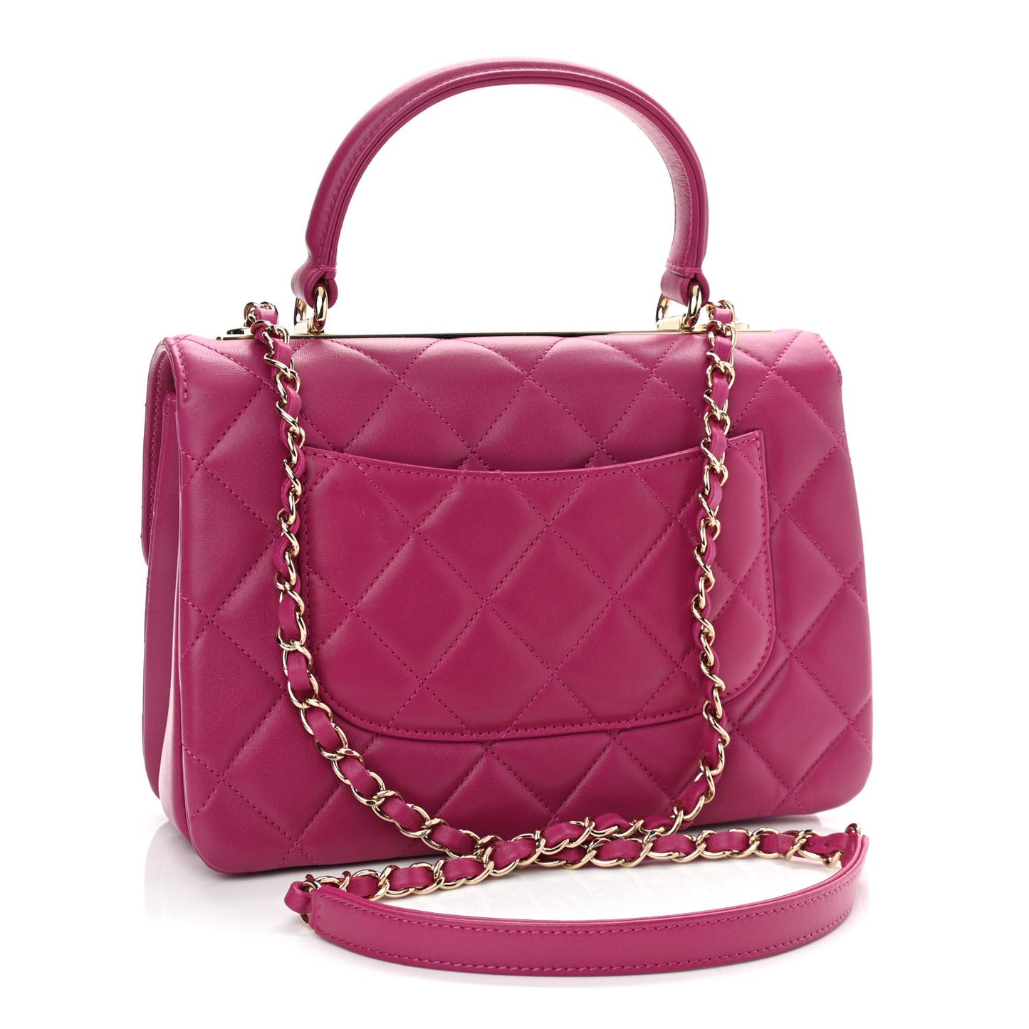 Lambskin Quilted Small Trendy CC Flap Dual Handle Bag Pink
