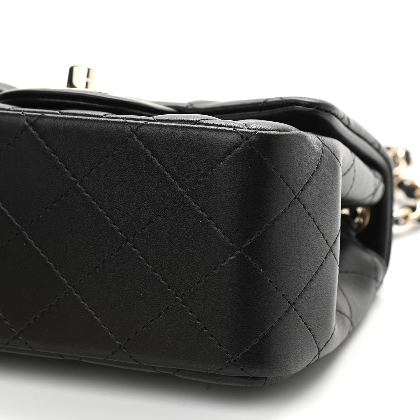 Lambskin Quilted Mini Square Flap Black