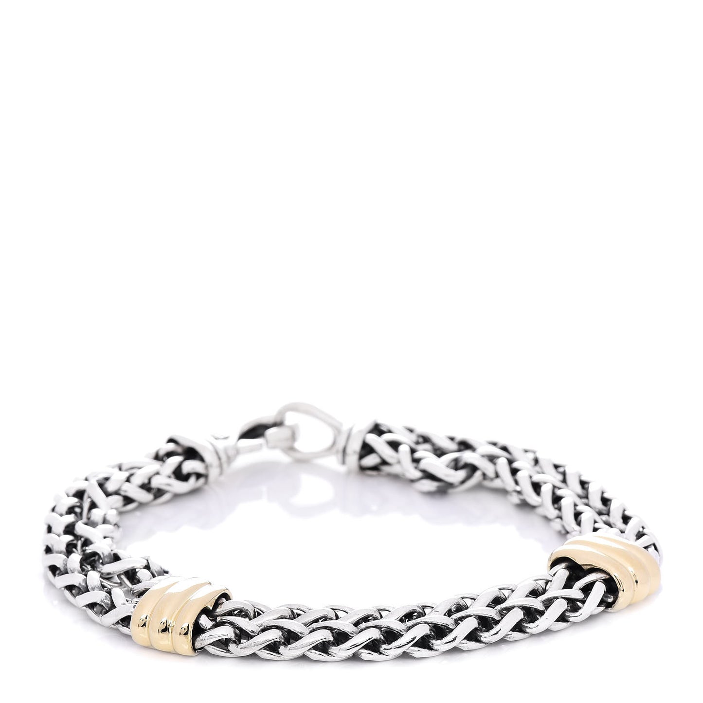 Sterling Silver 18K Yellow Gold Double Wheat Chain Bracelet