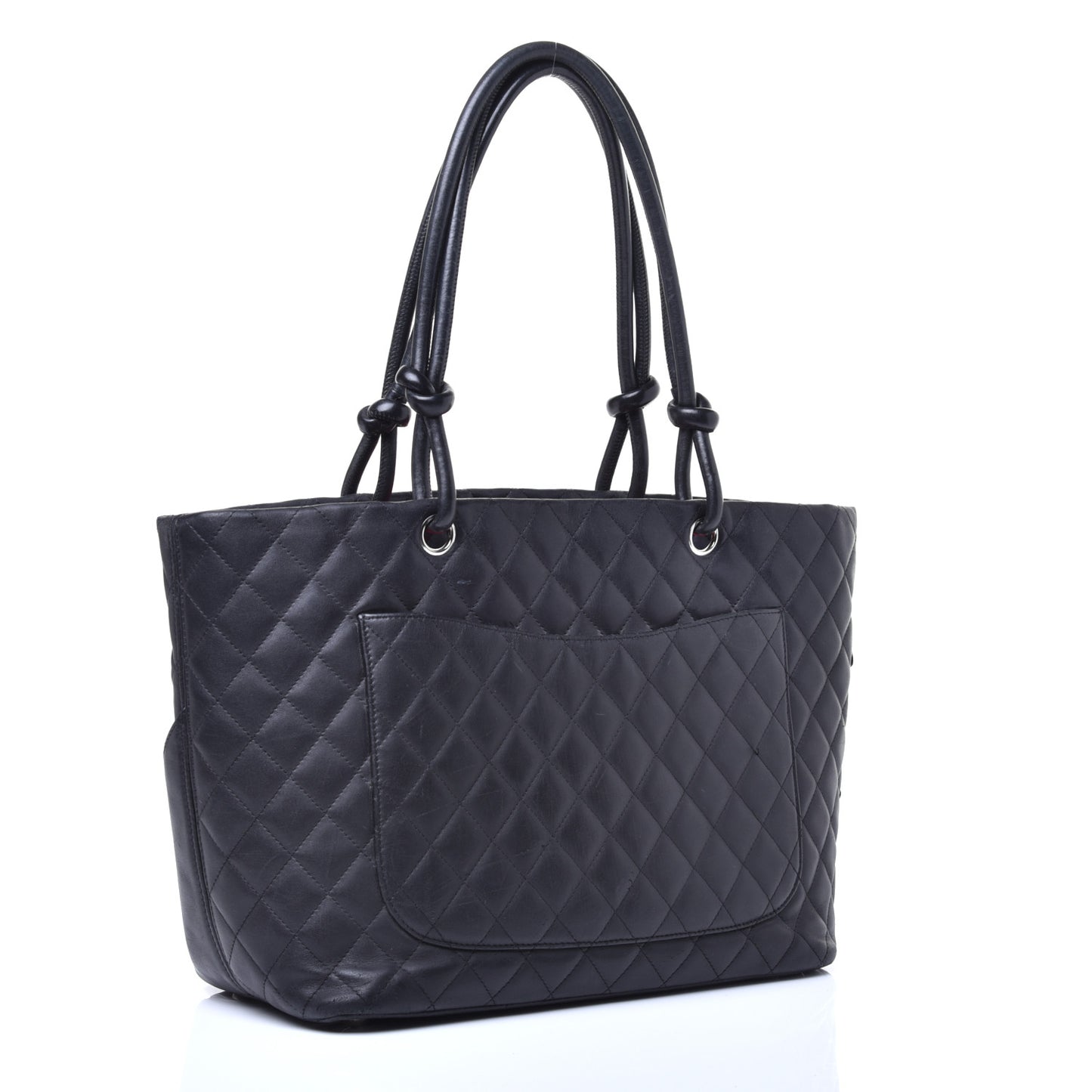 Calfskin Quilted Large Cambon Tote Black