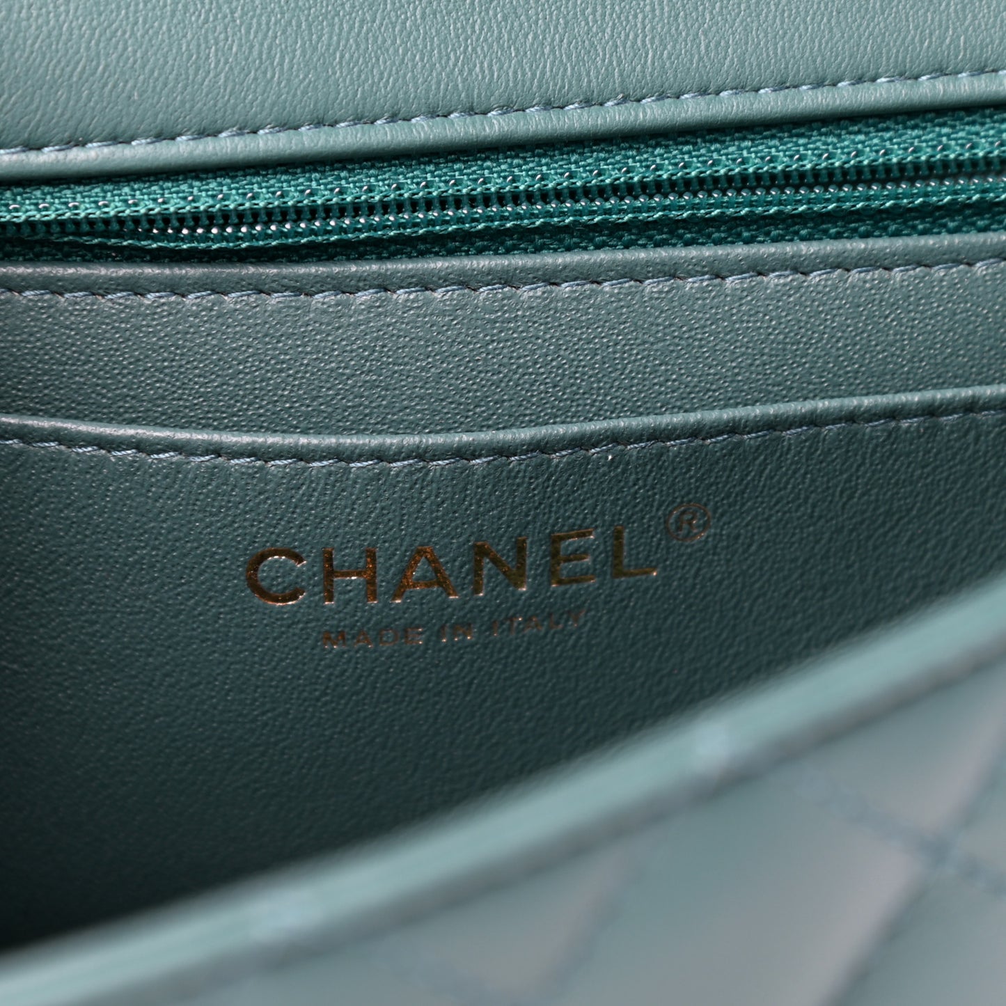 Lambskin Quilted Mini Rectangular Flap Green