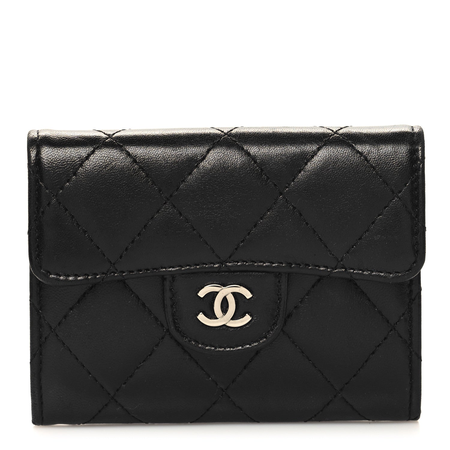 Chanel Lambskin Quilted Flap Card Holder Wallet Black 1 of 11