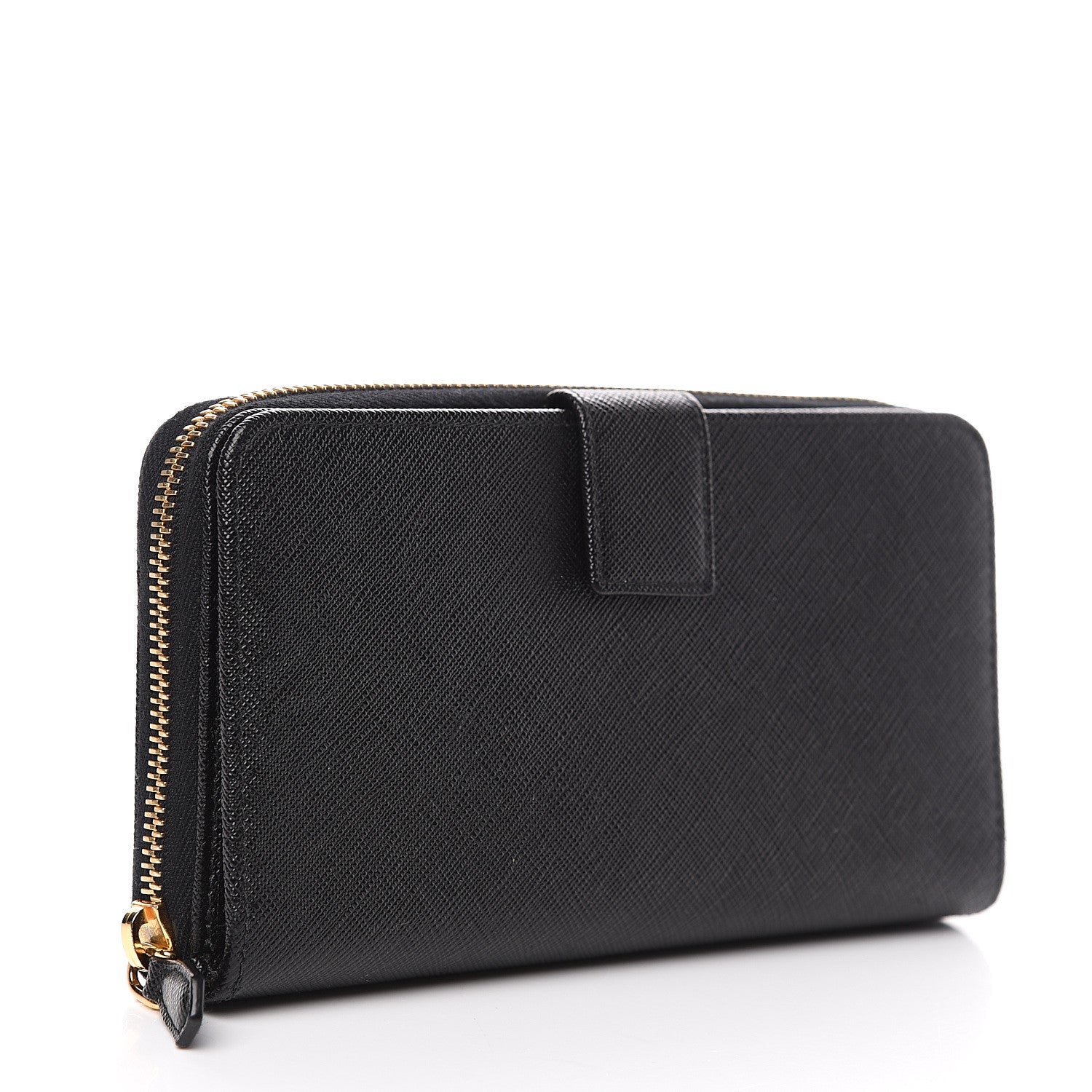 Prada Saffiano Metal Zip Around Wallet Black 2 of 6