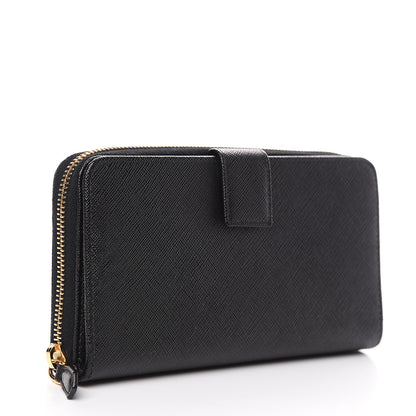 Prada Saffiano Metal Zip Around Wallet Black 2 of 6