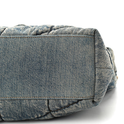 Saint Laurent Denim Quilted Medium Loulou Puffer Monogram Chain Satchel Blue Black 9 of 9