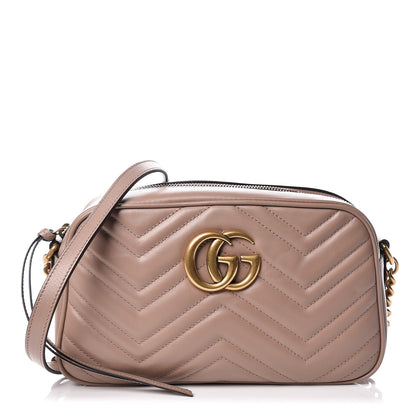 Gucci Calfskin Matelasse Small GG Marmont Chain Shoulder Bag Taupe 1 of 11