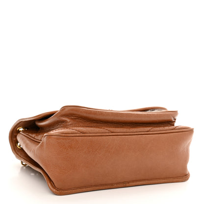 Saint Laurent Crinkled Calfskin Matelasse Monogram Medium Niki Chain Satchel Caramel 3 of 11