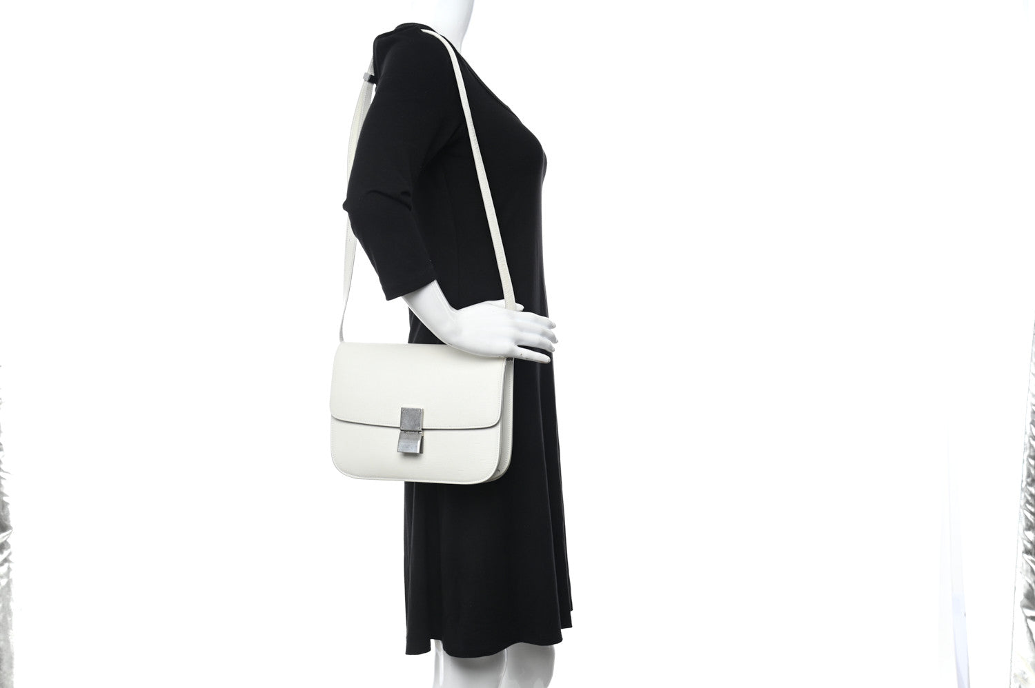 Celine Liege Calfskin Medium Classic Box Flap Bag White 3 of 10