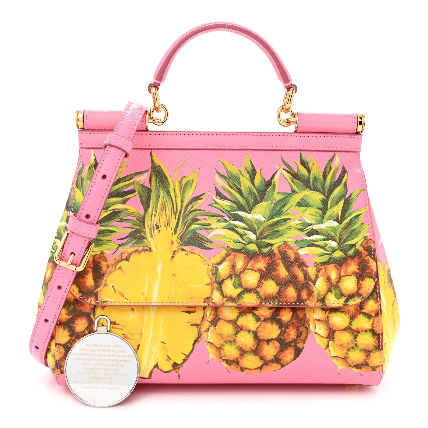 Dolce & Gabbana Dauphine Pineapple Print Small Miss Sicily Satchel Rosa 1 of 12