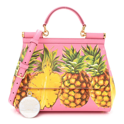 Dolce & Gabbana Dauphine Pineapple Print Small Miss Sicily Satchel Rosa 1 of 12