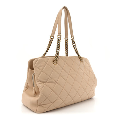 Chanel Calfskin Quilted Large CC Crown Tote Beige 3 of 18