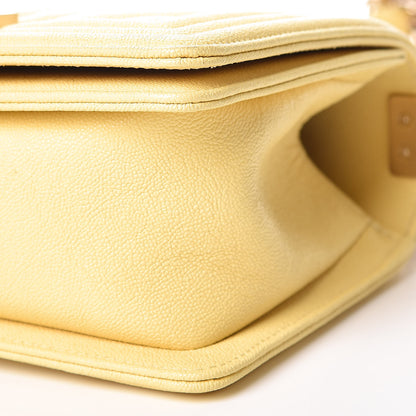 Chanel Caviar Chevron Quilted Small Boy Flap Yellow 9 of 10