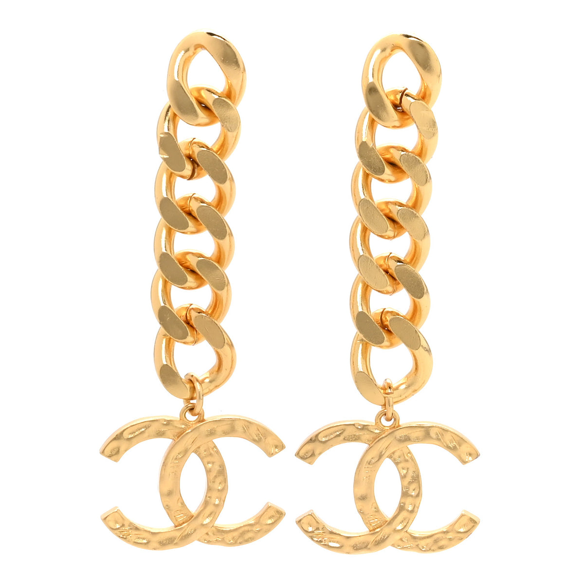Chanel CC Drop Chain Drop Earrings Gold 1 of 4