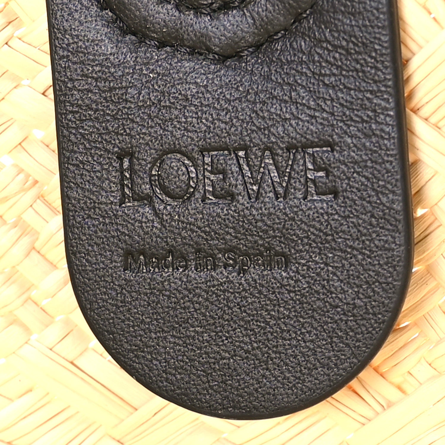 Loewe Calfskin Raffia Paulas Ibiza Small Anagram Basket Tote Bag Natural Black 6 of 12