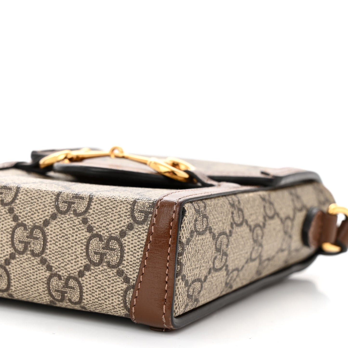 GG Supreme Monogram Mini Horsebit 1955 Crossbody Bag Beige Brown Sugar