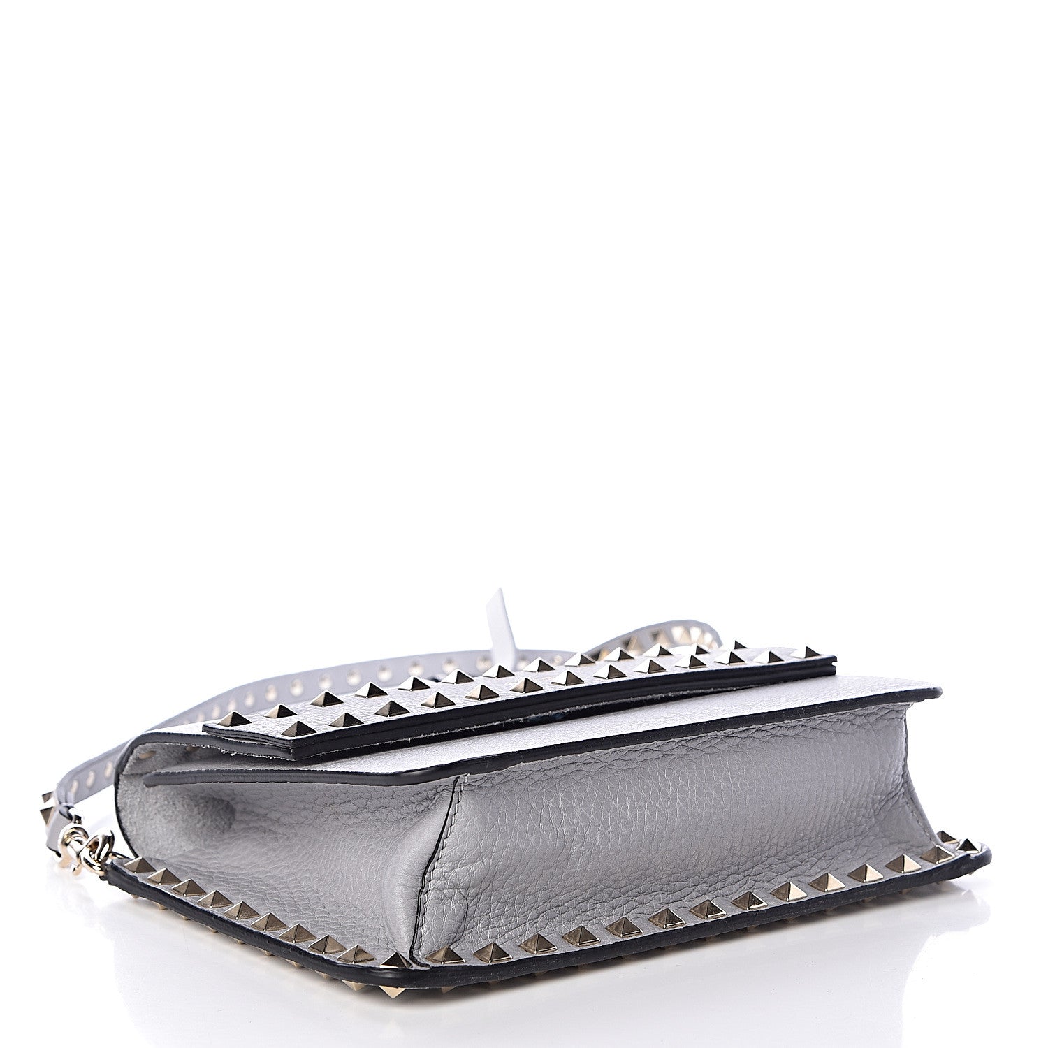 Valentino Garavani Pebbled Calfskin Rockstud Side Slip Crossbody Pastel Grey 4 of 9
