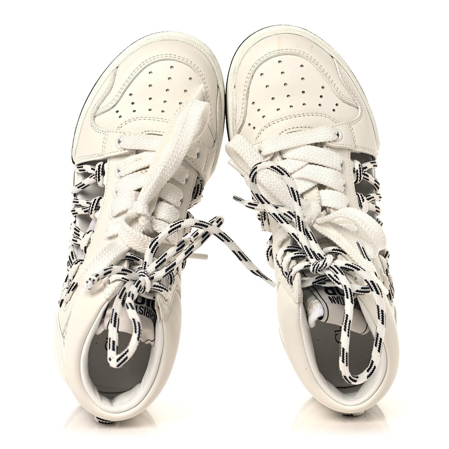 Calfskin Mesh Cutout High Top Sneakers 35 Black White