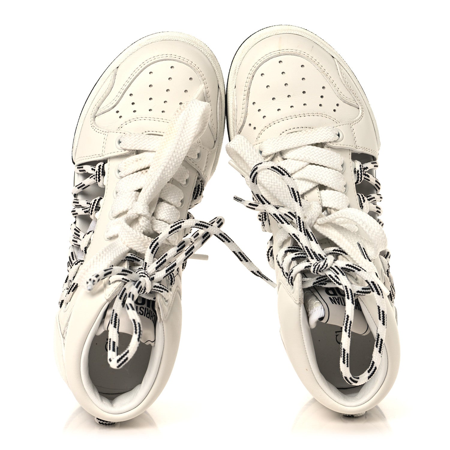 Christian Dior Calfskin Mesh Cutout High Top Sneakers 35 Black White 2 of 9
