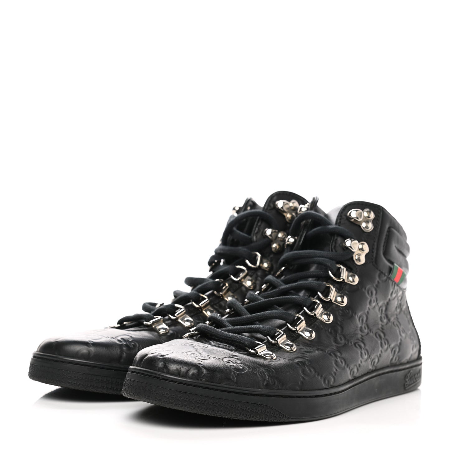 Guccissima Web High Top Sneakers 7 Black