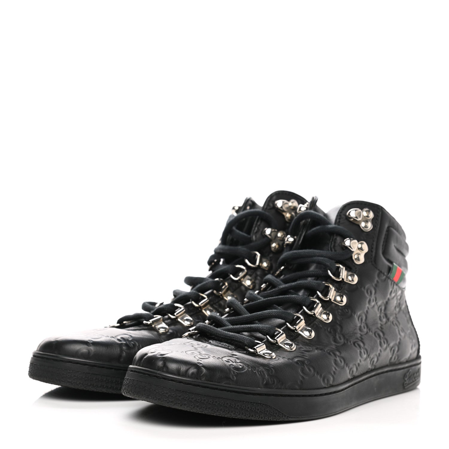 Gucci Guccissima Web High Top Sneakers 7 Black 3 of 8
