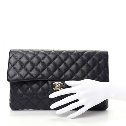 Chanel Caviar Quilted Flap Clutch Navy Blue 2 of 7