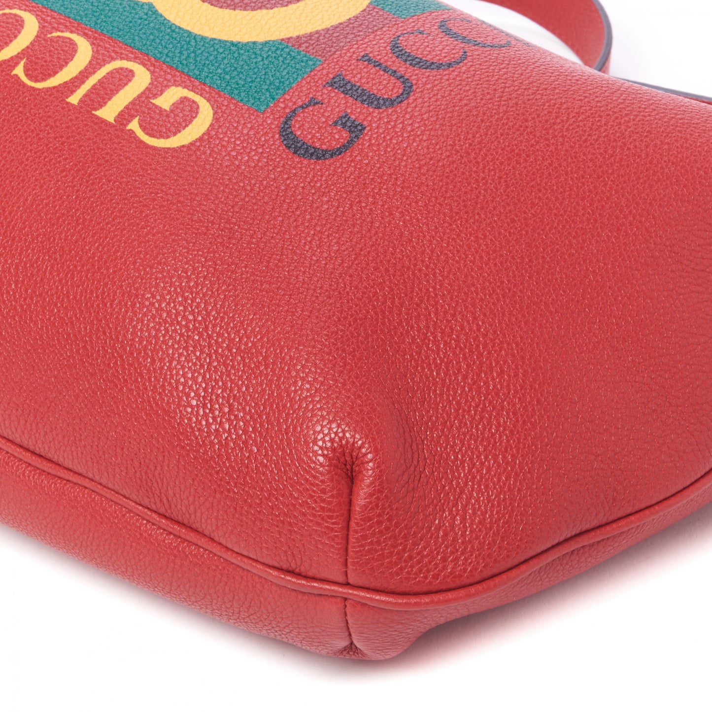 Grained Calfskin Logo Half Moon Hobo Red