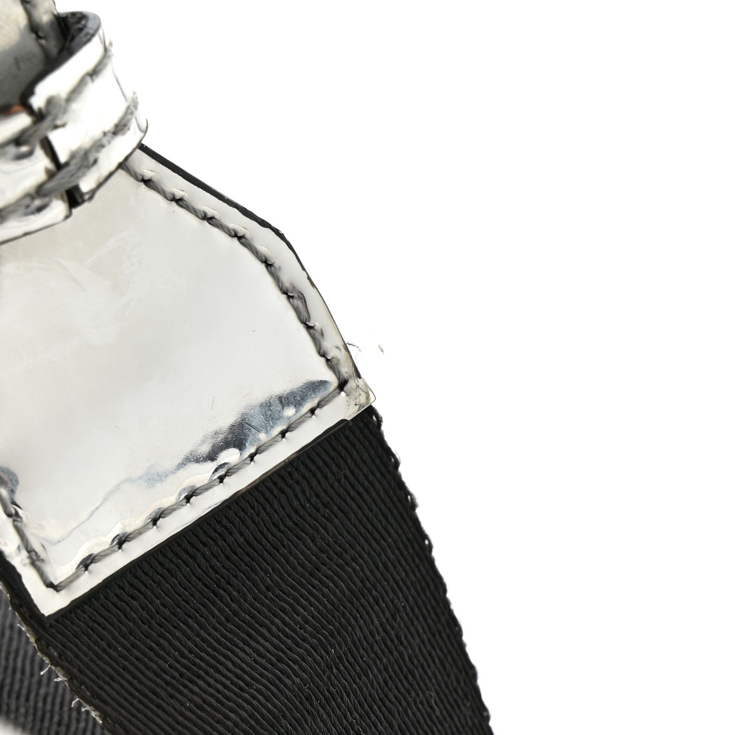 Off-White Patent Mirror Binder Clip Camera Belt Bag Silver 14 of 14