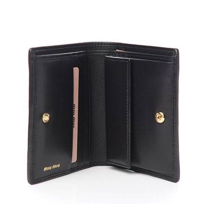 Miu Miu Nappa Matelasse Crystal Logo Compact Wallet Black 4 of 8