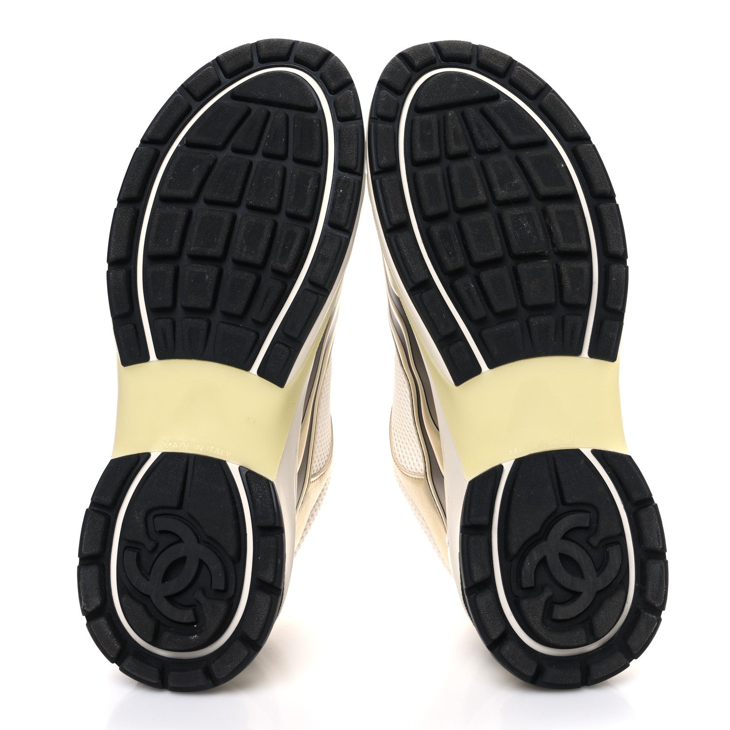 Chanel Fabric Laminated Calfskin Stretch CC Womens Sneakers 39.5 White Silver 7 of 11