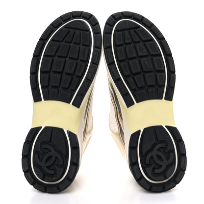 Chanel Fabric Laminated Calfskin Stretch CC Womens Sneakers 39.5 White Silver 7 of 11
