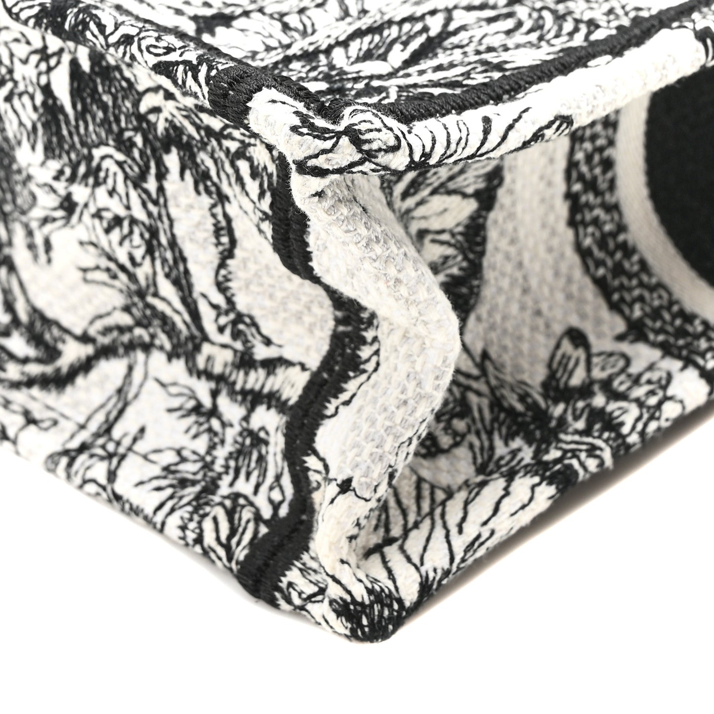 Canvas Toile de Jouy Voyage Embroidered Mini Book Tote Phone Bag White Black
