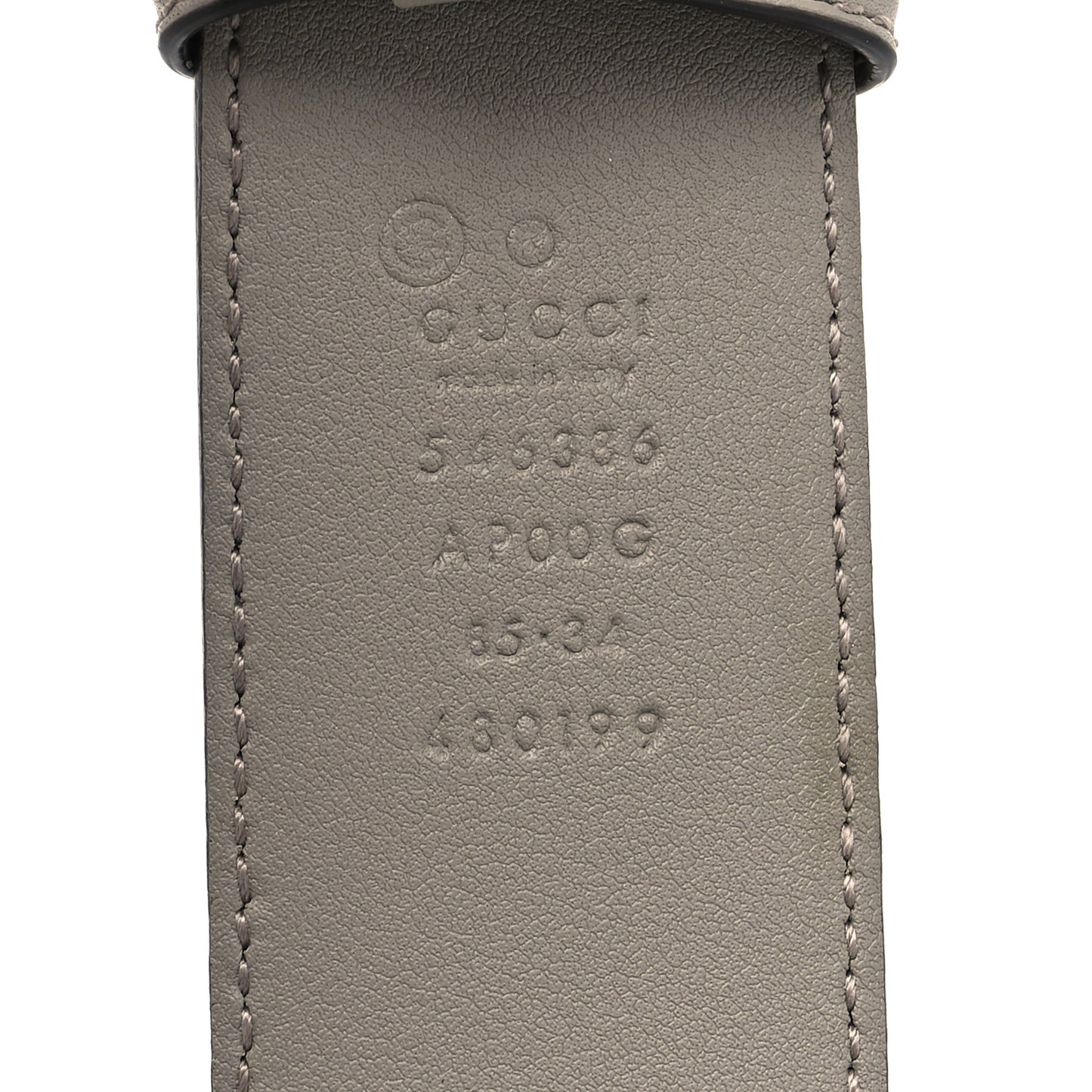 Moon Calfskin Interlocking G 37mm Belt 85 34 Storm Grey